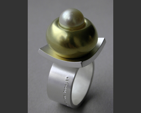 Bague, argent sterling Or 18k et perle (DIVINE)
